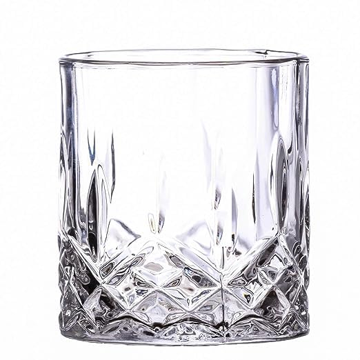 400038 Param Scotch Whiskey Glass, Crystal Rocks Glass for Irish Whisky Liquor Cocktail Brandy Snifter Hennessy, Lowball Tumblers, Clear, Pack of 6