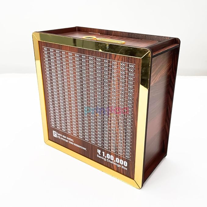 400040 Wooden Money/Piggy Bank ₹1,00,000 Savings Challenge Piggy Bank
