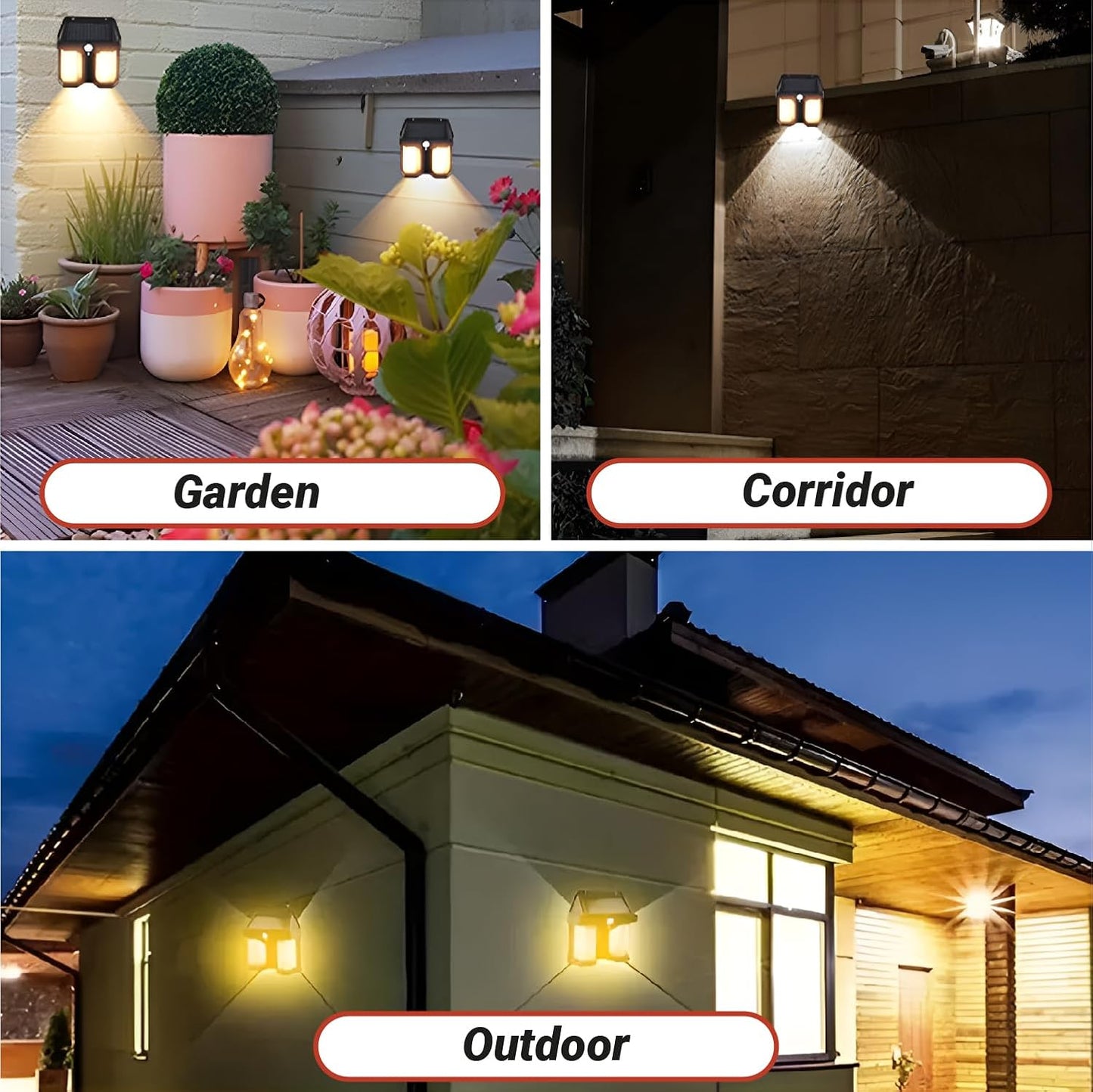 400023 Outdoor Waterproof Solar Double Wall Motion Sensor Light, 3 Lighting Modes Solar Security Wall Light