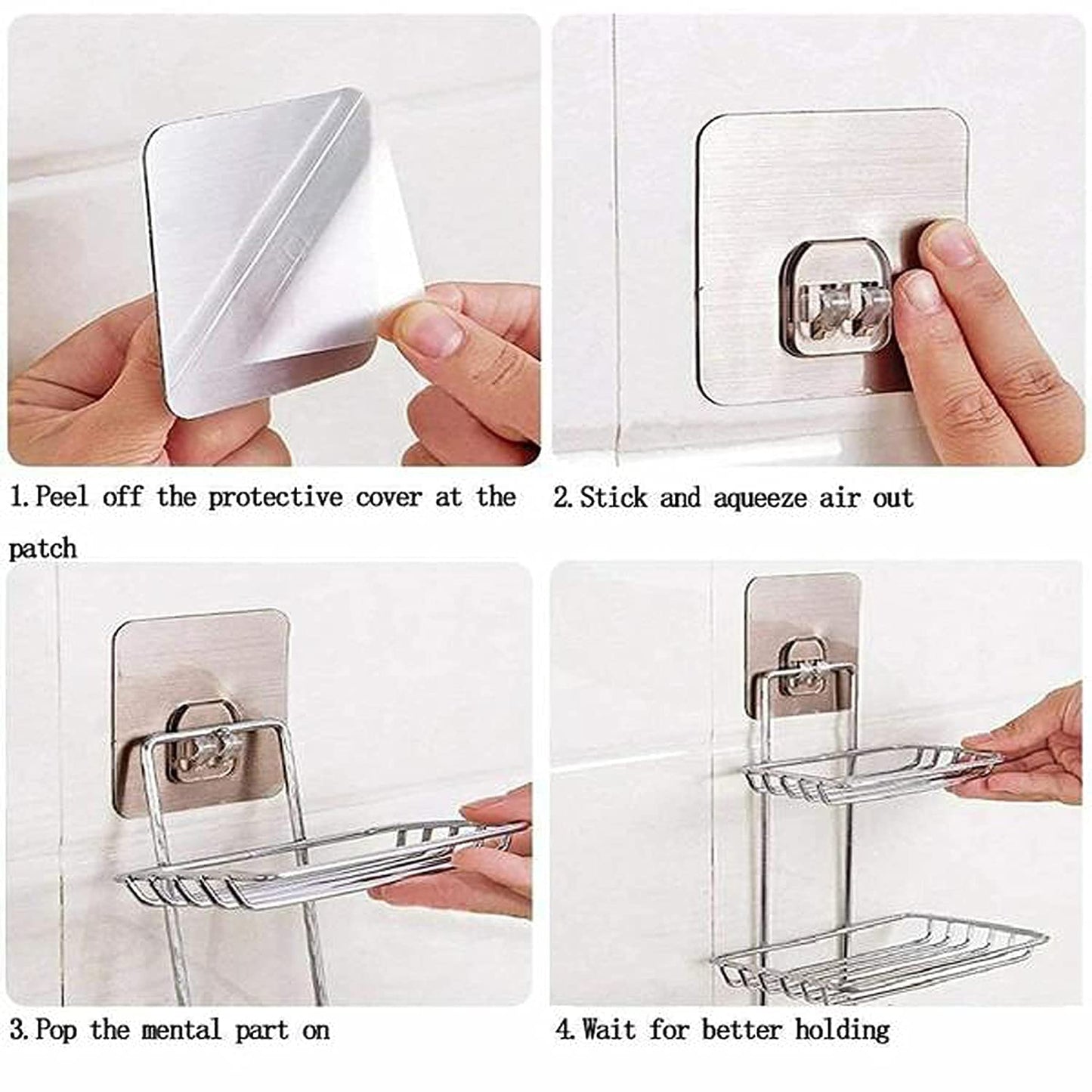 400058 Wall Mounted Double Layer Soap Dish Holder Stainless Steel Wall Hanging Soap Holder
