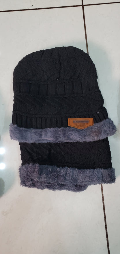 400003 Winter Wool Beanie Cap & Muffler (Multi Colour) (Pack of 2)