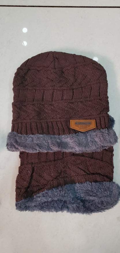 400003 Winter Wool Beanie Cap & Muffler (Multi Colour) (Pack of 2)