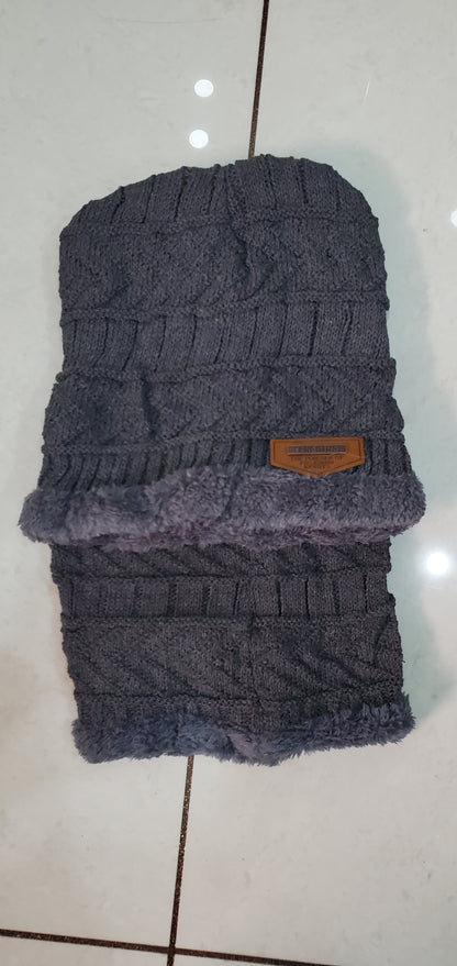 400003 Winter Wool Beanie Cap & Muffler (Multi Colour) (Pack of 2)