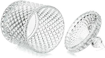 400034 Param Crystal Jar with Lid, Glass Candy Jars for Wedding, Sweets, Buffet, Multipurpose Decorative Serving Candy Fruit Dry Fruits, Snacks, Pickle, Dessert Lotus Shape, Gift, Size-3.5, Pack of 1