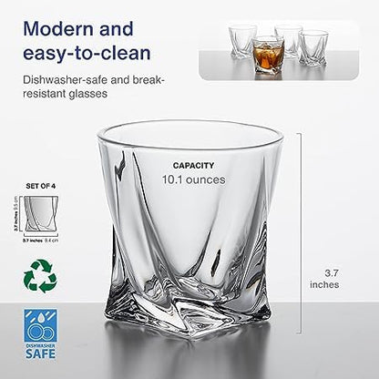 400035 Param Twist Whiskey Glasses, Glass Tumblers with Heavy Base and Unique Design, Lead-Free, Dishwasher Safe, Perfect for Drinking Spirits, for Home, Bars, Restaurants, 150ML, Clear, Pack of 6
