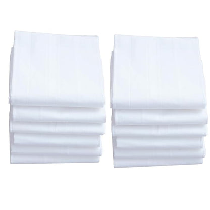 400048 100% Cotton Premium quality White Handkerchief rumal for Men Pack of 12 (24 * 24 inch)