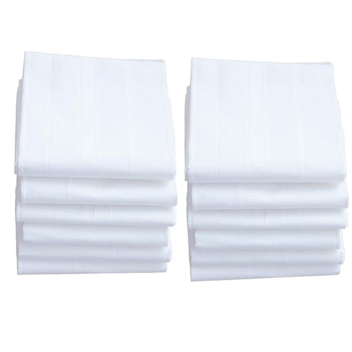 400048 100% Cotton Premium quality White Handkerchief rumal for Men Pack of 12 (24 * 24 inch)