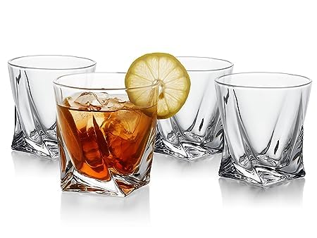 400035 Param Twist Whiskey Glasses, Glass Tumblers with Heavy Base and Unique Design, Lead-Free, Dishwasher Safe, Perfect for Drinking Spirits, for Home, Bars, Restaurants, 150ML, Clear, Pack of 6