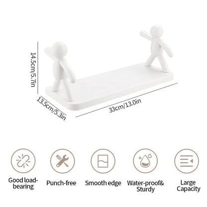 400059 Multipurpose Wall Mount Floating Shelf&Rack With Self Adhesive Sticker