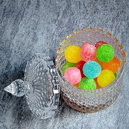 400034 Param Crystal Jar with Lid, Glass Candy Jars for Wedding, Sweets, Buffet, Multipurpose Decorative Serving Candy Fruit Dry Fruits, Snacks, Pickle, Dessert Lotus Shape, Gift, Size-3.5, Pack of 1