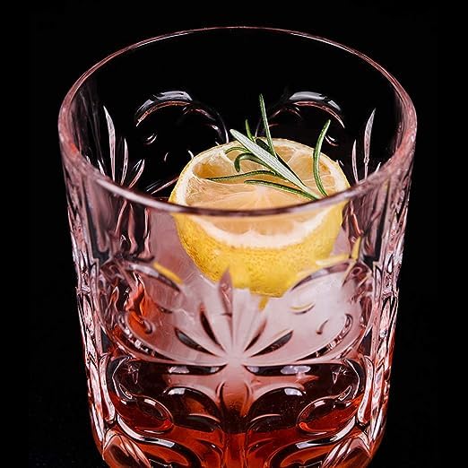 400037 Param Tattoo Double Old Fashioned Crystal Whisky Glass, Royal Crystal Glass, Classical Cup Liquor Glass Beer Glass Water Cup Bar Drinkware for Home, 265ml, Clear, Pack of 6