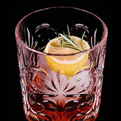 400037 Param Tattoo Double Old Fashioned Crystal Whisky Glass, Royal Crystal Glass, Classical Cup Liquor Glass Beer Glass Water Cup Bar Drinkware for Home, 265ml, Clear, Pack of 6