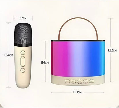 400066  Mini Karaoke Machine for Kids Adults, Portable Bluetooth Speaker with 2 Wireless Microphones