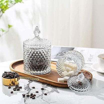 400034 Param Crystal Jar with Lid, Glass Candy Jars for Wedding, Sweets, Buffet, Multipurpose Decorative Serving Candy Fruit Dry Fruits, Snacks, Pickle, Dessert Lotus Shape, Gift, Size-3.5, Pack of 1