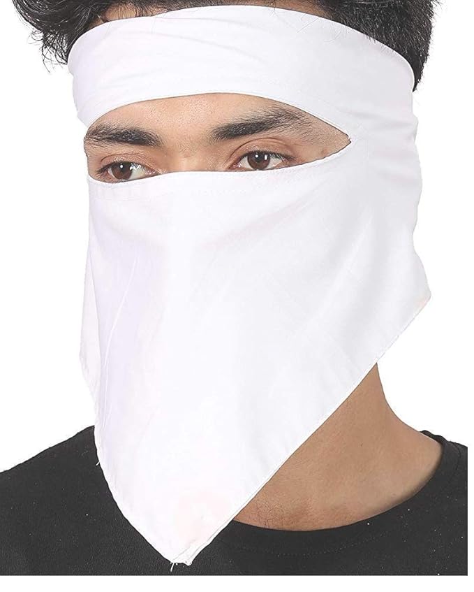 400008 Bike Riding Cotton Face Mask for Men And Women | Washable And Adjustable Cotton Face Mask (White) | Pack of 4