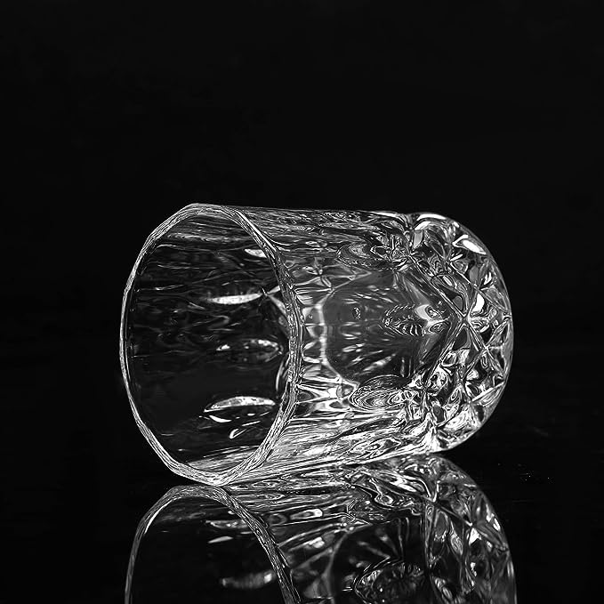 400038 Param Scotch Whiskey Glass, Crystal Rocks Glass for Irish Whisky Liquor Cocktail Brandy Snifter Hennessy, Lowball Tumblers, Clear, Pack of 6