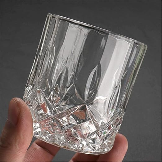400038 Param Scotch Whiskey Glass, Crystal Rocks Glass for Irish Whisky Liquor Cocktail Brandy Snifter Hennessy, Lowball Tumblers, Clear, Pack of 6