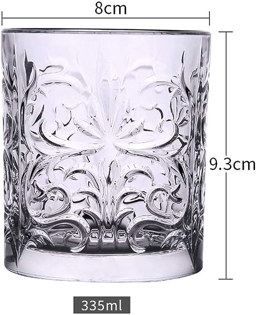 400037 Param Tattoo Double Old Fashioned Crystal Whisky Glass, Royal Crystal Glass, Classical Cup Liquor Glass Beer Glass Water Cup Bar Drinkware for Home, 265ml, Clear, Pack of 6