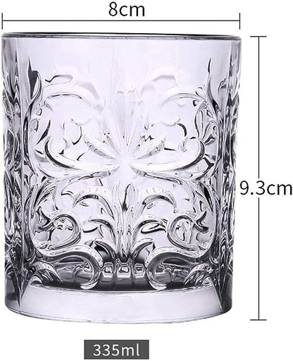 400037 Param Tattoo Double Old Fashioned Crystal Whisky Glass, Royal Crystal Glass, Classical Cup Liquor Glass Beer Glass Water Cup Bar Drinkware for Home, 265ml, Clear, Pack of 6