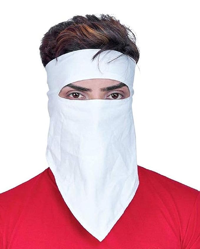 400008 Bike Riding Cotton Face Mask for Men And Women | Washable And Adjustable Cotton Face Mask (White) | Pack of 4