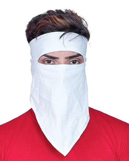 400008 Bike Riding Cotton Face Mask for Men And Women | Washable And Adjustable Cotton Face Mask (White) | Pack of 4