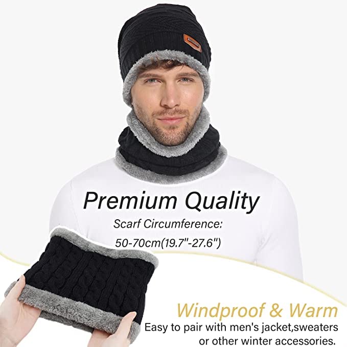 400003 Winter Wool Beanie Cap & Muffler (Multi Colour) (Pack of 2)