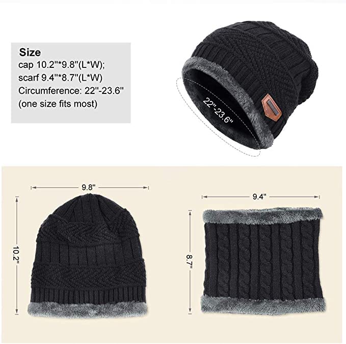 400003 Winter Wool Beanie Cap & Muffler (Multi Colour) (Pack of 2)