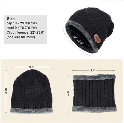 400003 Winter Wool Beanie Cap & Muffler (Multi Colour) (Pack of 2)