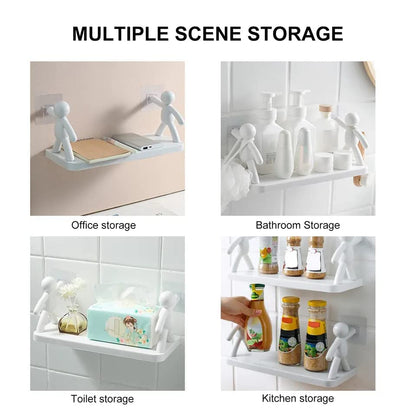 400059 Multipurpose Wall Mount Floating Shelf&Rack With Self Adhesive Sticker