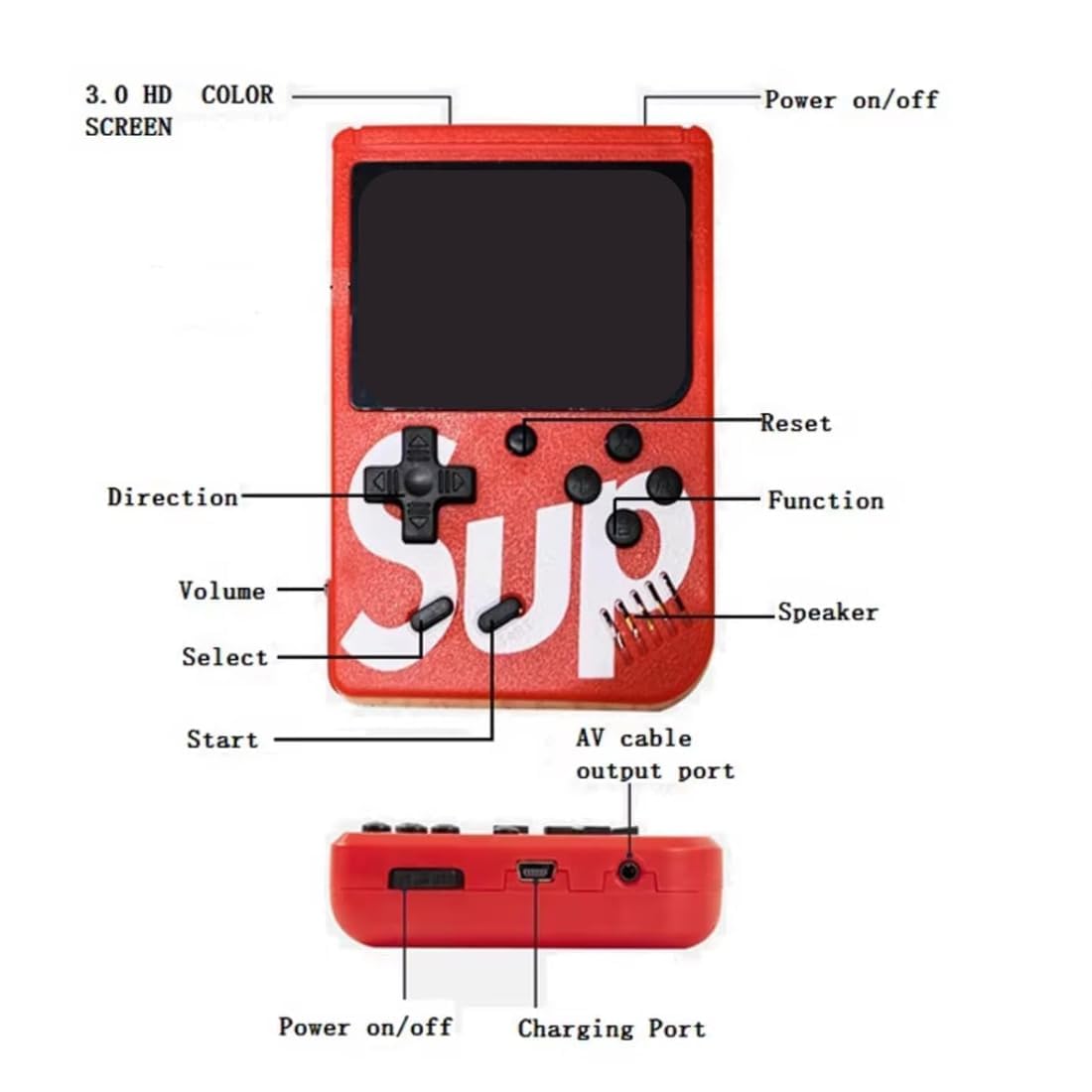 400046 Rechargeable Handheld 400 in 1 Games for Kids SUP 400 in 1- Game Box with TV Output