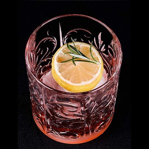 400037 Param Tattoo Double Old Fashioned Crystal Whisky Glass, Royal Crystal Glass, Classical Cup Liquor Glass Beer Glass Water Cup Bar Drinkware for Home, 265ml, Clear, Pack of 6