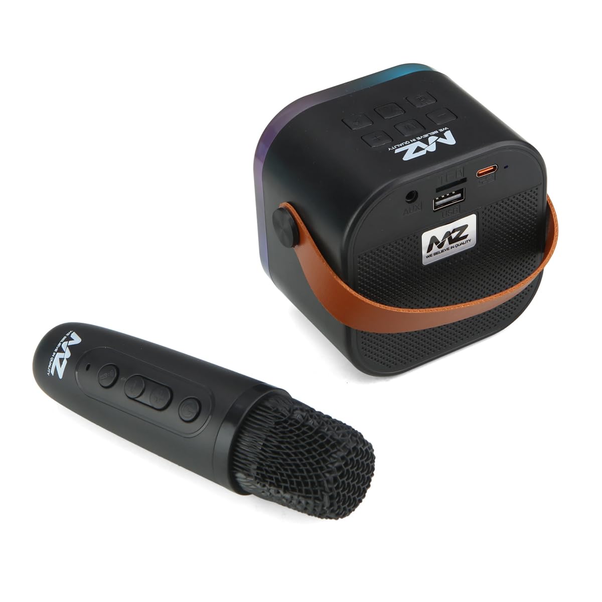 MZ S664 Wireless Karaoke Speaker with Wireless Microphone | 5W Bluetooth Speaker | RGB LED Lights | HD Stereo Sound | TWS | USB, TF Card | Portable Party Speaker for Kids & Adults