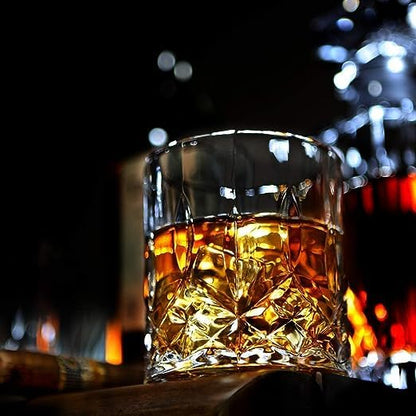 400038 Param Scotch Whiskey Glass, Crystal Rocks Glass for Irish Whisky Liquor Cocktail Brandy Snifter Hennessy, Lowball Tumblers, Clear, Pack of 6