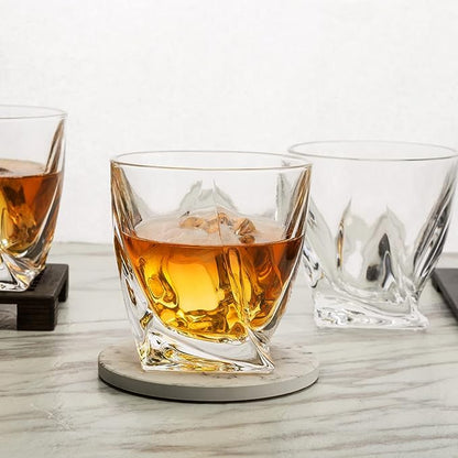 400035 Param Twist Whiskey Glasses, Glass Tumblers with Heavy Base and Unique Design, Lead-Free, Dishwasher Safe, Perfect for Drinking Spirits, for Home, Bars, Restaurants, 150ML, Clear, Pack of 6