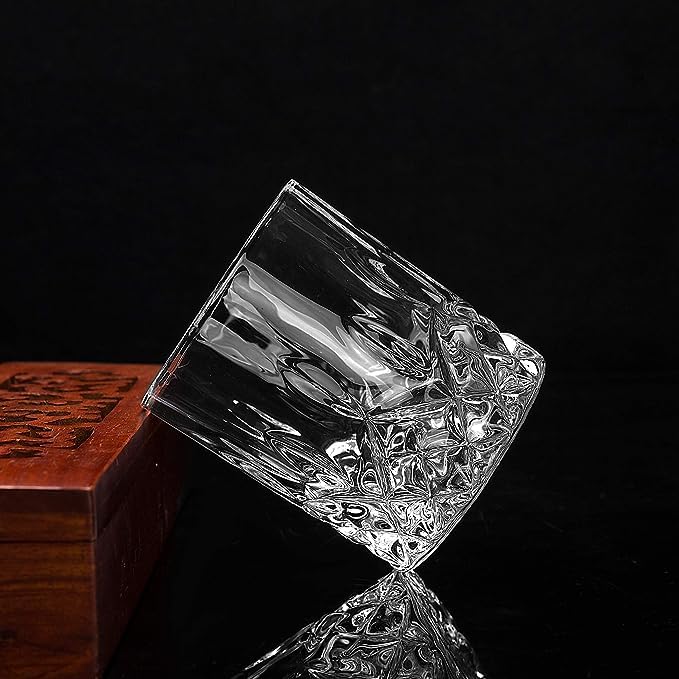400038 Param Scotch Whiskey Glass, Crystal Rocks Glass for Irish Whisky Liquor Cocktail Brandy Snifter Hennessy, Lowball Tumblers, Clear, Pack of 6