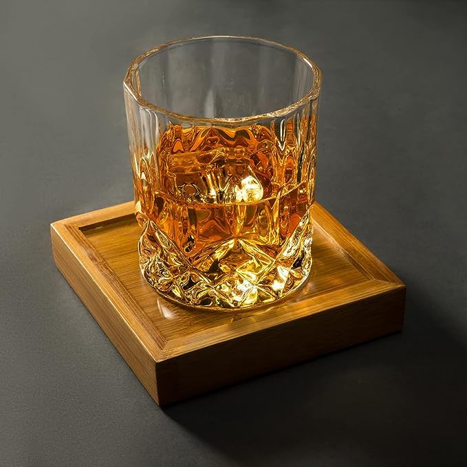 400038 Param Scotch Whiskey Glass, Crystal Rocks Glass for Irish Whisky Liquor Cocktail Brandy Snifter Hennessy, Lowball Tumblers, Clear, Pack of 6