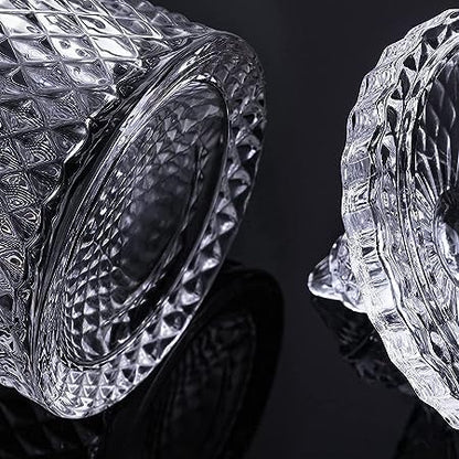 400034 Param Crystal Jar with Lid, Glass Candy Jars for Wedding, Sweets, Buffet, Multipurpose Decorative Serving Candy Fruit Dry Fruits, Snacks, Pickle, Dessert Lotus Shape, Gift, Size-3.5, Pack of 1