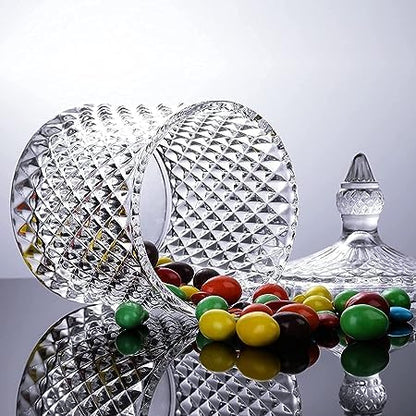 400034 Param Crystal Jar with Lid, Glass Candy Jars for Wedding, Sweets, Buffet, Multipurpose Decorative Serving Candy Fruit Dry Fruits, Snacks, Pickle, Dessert Lotus Shape, Gift, Size-3.5, Pack of 1