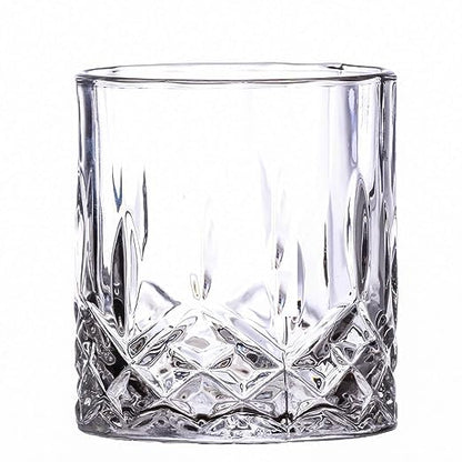 400038 Param Scotch Whiskey Glass, Crystal Rocks Glass for Irish Whisky Liquor Cocktail Brandy Snifter Hennessy, Lowball Tumblers, Clear, Pack of 6