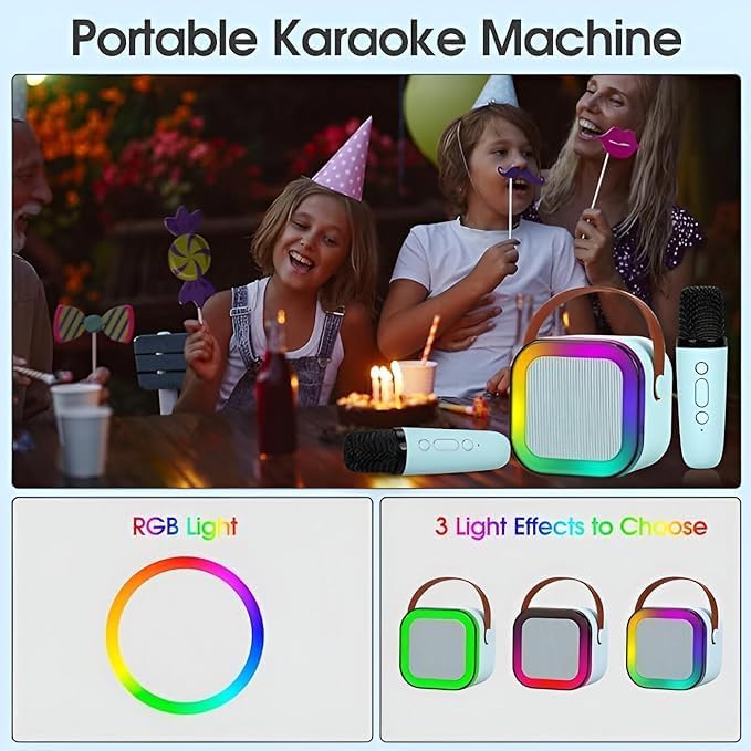 400009 Professional Wireless Mini Portable Bluetooth Speaker with Microphone designed with 5 different voice change effects- Kids Music Singing Toys