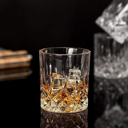 400038 Param Scotch Whiskey Glass, Crystal Rocks Glass for Irish Whisky Liquor Cocktail Brandy Snifter Hennessy, Lowball Tumblers, Clear, Pack of 6