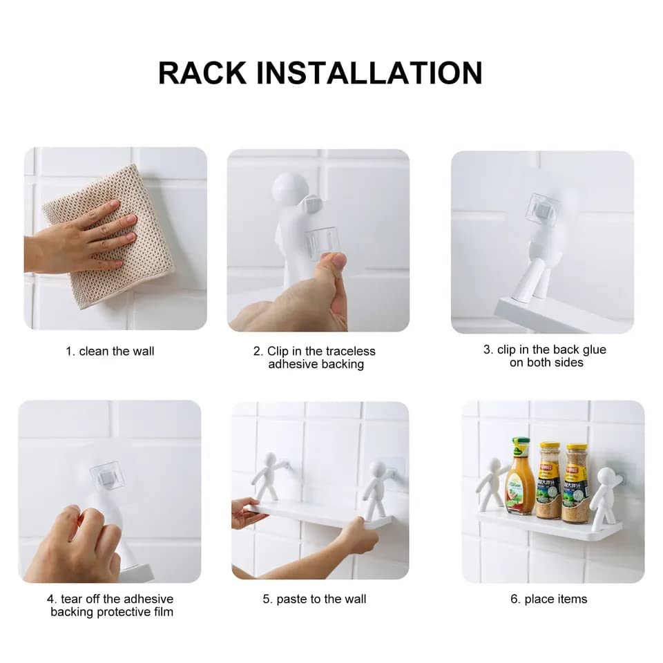 400059 Multipurpose Wall Mount Floating Shelf&Rack With Self Adhesive Sticker