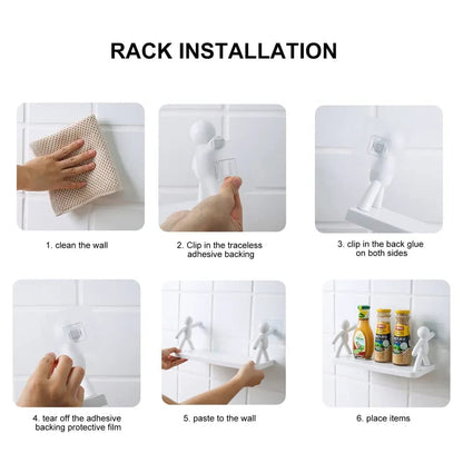 400059 Multipurpose Wall Mount Floating Shelf&Rack With Self Adhesive Sticker