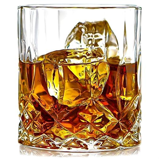 400038 Param Scotch Whiskey Glass, Crystal Rocks Glass for Irish Whisky Liquor Cocktail Brandy Snifter Hennessy, Lowball Tumblers, Clear, Pack of 6
