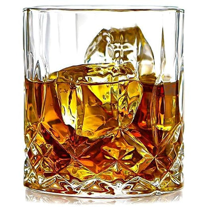 400038 Param Scotch Whiskey Glass, Crystal Rocks Glass for Irish Whisky Liquor Cocktail Brandy Snifter Hennessy, Lowball Tumblers, Clear, Pack of 6