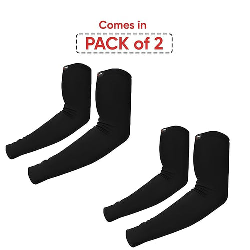 400064 Boldfit Arm Sleeves for Men & Women UV Protection Hand Sleeves (premium cotton (Pack of 2 - 4pcs) (Black)