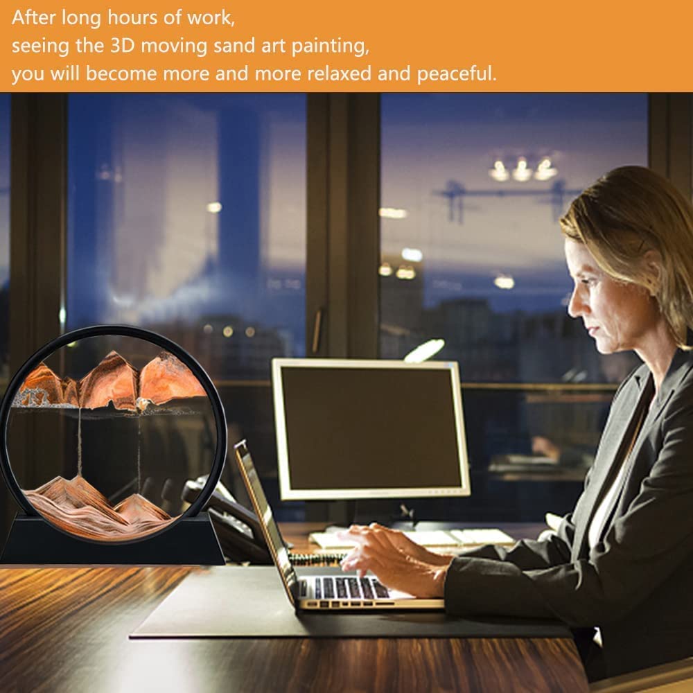 400031 Moving Sand Art Picture Glass Liquid Painting 3D Natural Landscape showpieces for Home Decor Antique Gifts for Kids Office Desktop Decoration Desk Table Decorative Items