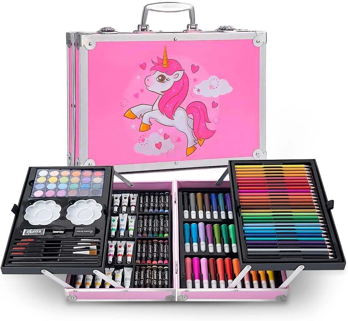 400015 Color Drawing Kit, 145 Piece Art Set, Color Suitcase Kit for Kids