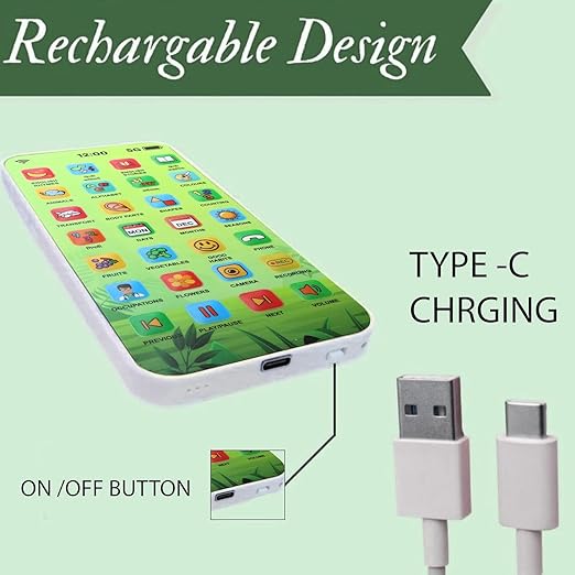 400073 Educational Phone Toy for 2-12 Years Kids Rechargeable Type C 24 Modes Talking Baby Smart Phone Mobile