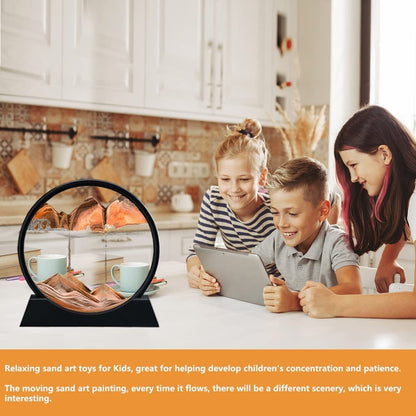 400031 Moving Sand Art Picture Glass Liquid Painting 3D Natural Landscape showpieces for Home Decor Antique Gifts for Kids Office Desktop Decoration Desk Table Decorative Items